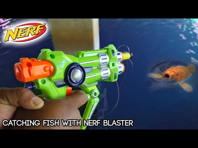 Catching Fish with NERF Blaster from Dollar Store! 