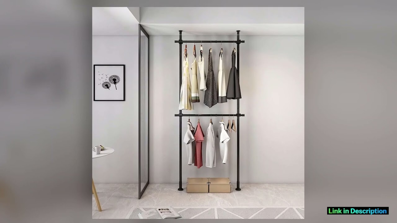 Closet Organizer 2 Tier Floor To Ceiling Clothes Racks Adjustable Clothing Rack Clothing Storage