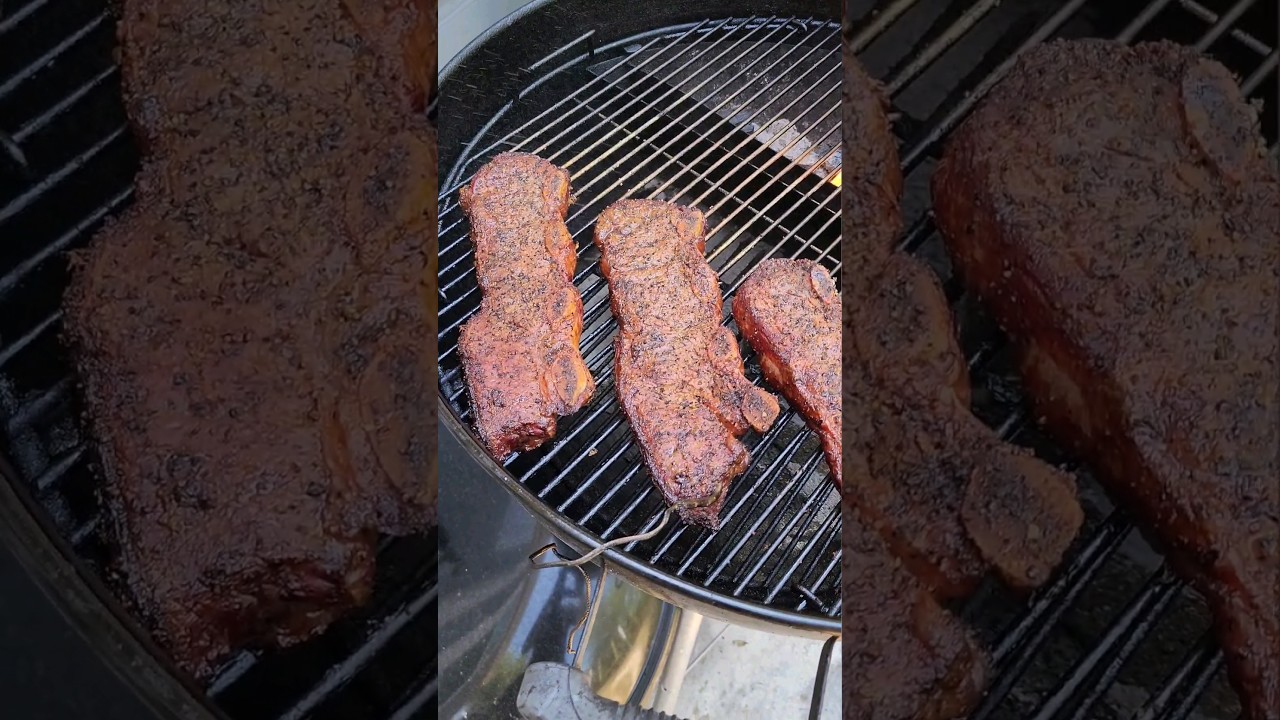 Weber Kettle Smoked Flanken Style Short Ribs