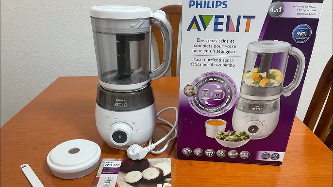 Philips Avent Preparador de alimentos para bebés 4 en 1 Vaporizador y  batidora SCF885/01 en color verde que incluye el sistema de almacenamiento  de alimentos para bebés SCF721/20 