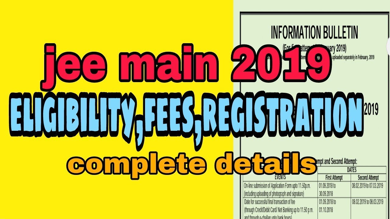 Jee mains 2019 fee structure eligibility dates test centres YouTube
