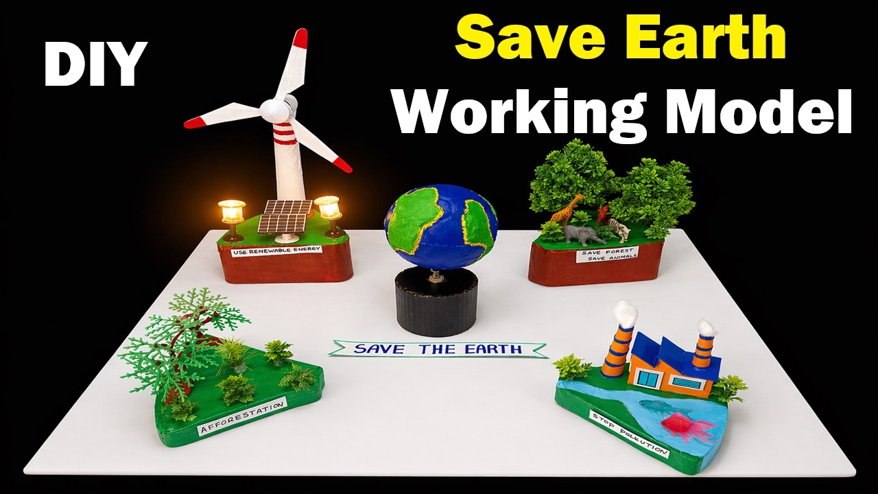 save earth working model environment - afforestation - stop pollution ...