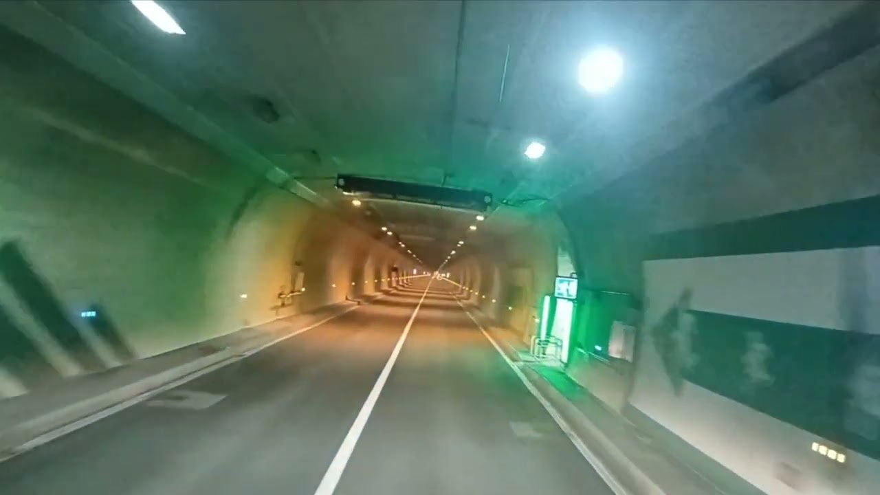 Crossing with truck through the Puymorens tunnel in France direction Toulouse