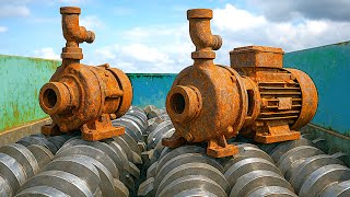 Giant Metal Shredder Vs Water Pump And Motorcycle Extreme Shredding Machine