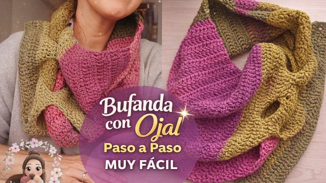 Bufanda con Ojal en Crochet | Paso a Paso Muy Fácil