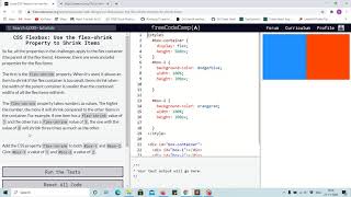Tutorial 12th - using flex shrink property to shrink items - free code camp (Explained)