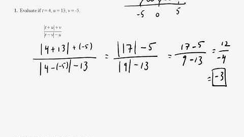 Evaluating Variable Expressions with Absolute Values