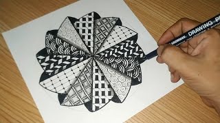 Drawing Zentangle with a striped circle Pattern | My Project #029