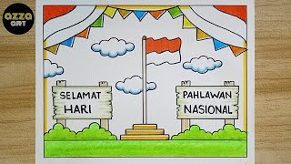 Menggambar Poster Hari Pahlawan Nasional 10 November Yang Mudah Dan Simpel 