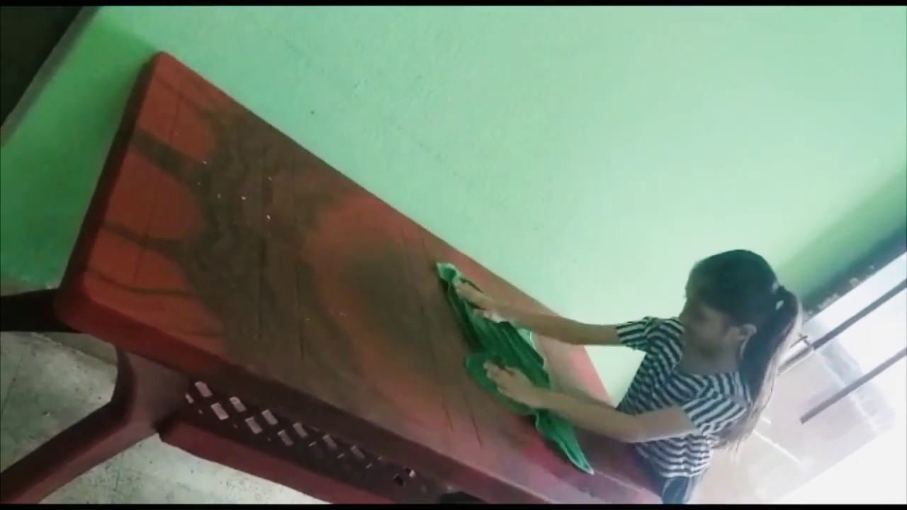 Helping Mom in Cleaning Home. 