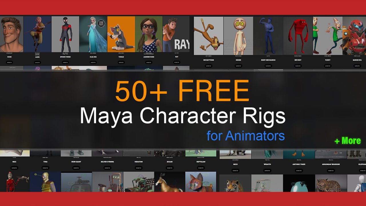 50+ Free Maya Rig Characters for Animators & more