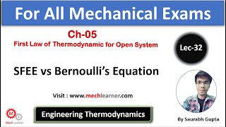 Steady Flow Energy Equation vs Bernoulli's Equation || Engineering Thermodynamics-32 || For GATE/IES