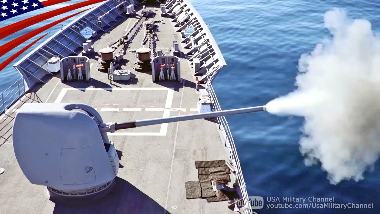 タイコンデロガ級ミサイル巡洋艦の5インチ砲 YouTube