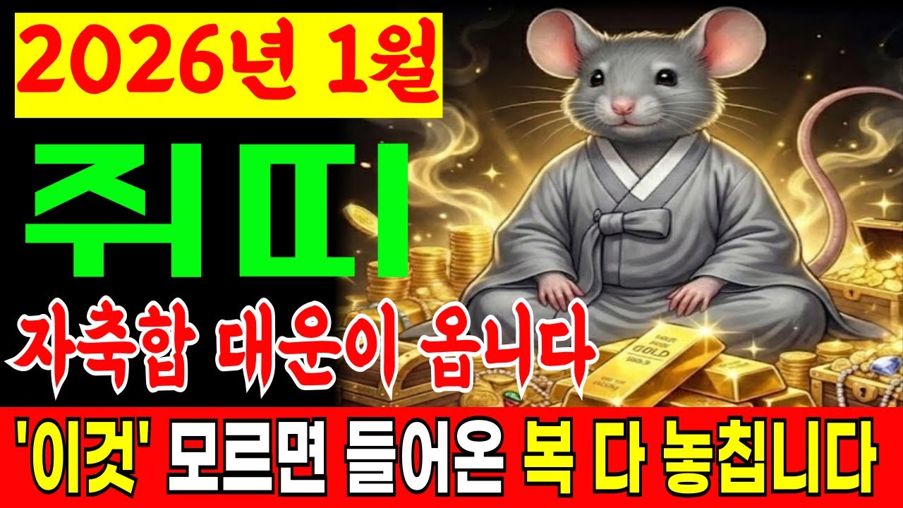 [쥐띠는 꼭 보세요] 그냥 있어도 돈방석 앉습니다. 단, '이건' 반드시 조심하세요! 2026년 쥐띠 운세