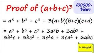 Proof Of Formula Of Whole Cube Of A B C A B C 3 Youtube