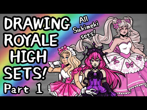 Drawing Royale High SETS!!! (All Sukimeki sets!) PART 1 