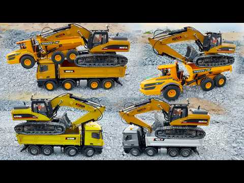 Xe Cẩu tìm Xe Tải Ben chở Máy Xúc Điều Khiển Từ Xa với Ô Tô Đồ Chơi Múc Cát
