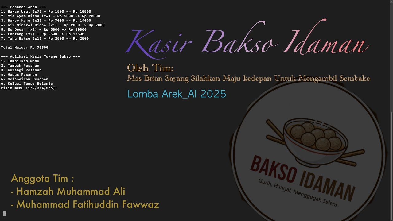 Demo Program Kasir Bakso Idaman - Arek_AI - YouTube