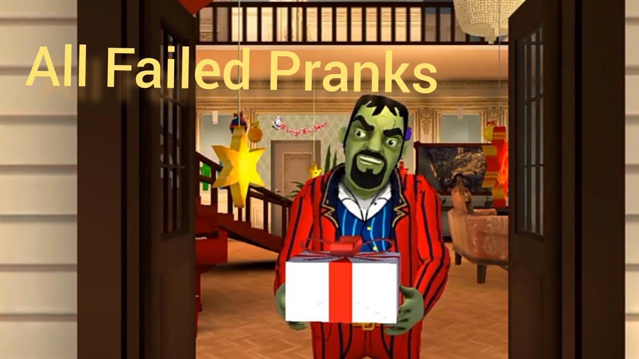 Scary Stranger 3D Version 5.7 | Christmas Levels All Failed Pranks