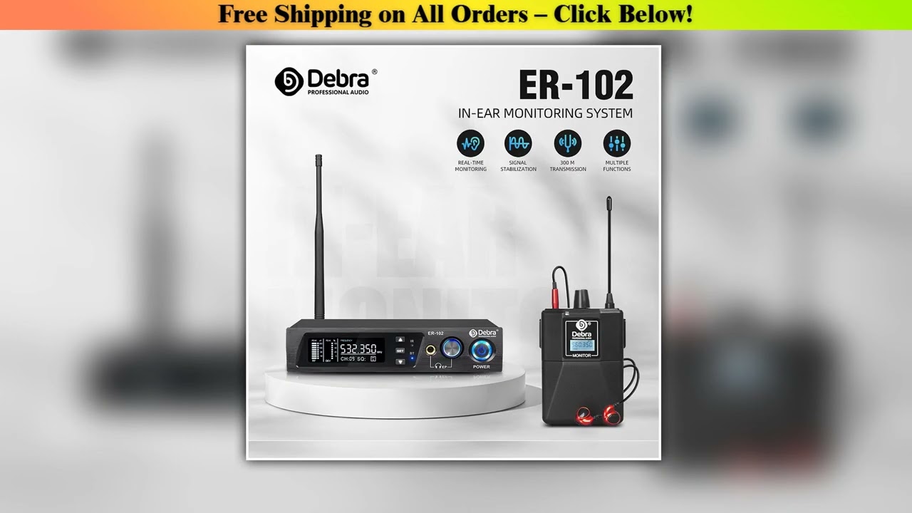 Debra ER-102 UHF Singal Channel In Ear  Stage Monitor Wireless System With Multiple Transmitter
