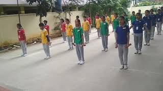 dumbbell drill exercise in global edge school, Kukatpally as a part of Republic day celebration