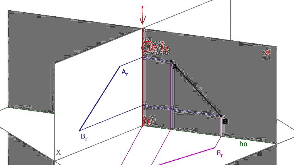 3.8.3 - Rebatimento de um plano vertical para os planos de projeção - Parte 1
