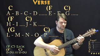 Video thumbnail of "The Alphabet Song - Guitar Lesson Chord Chart in C Major with Chords/Lyrics"