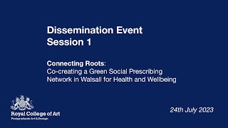 Connecting Roots Dissemination Event - Session 1