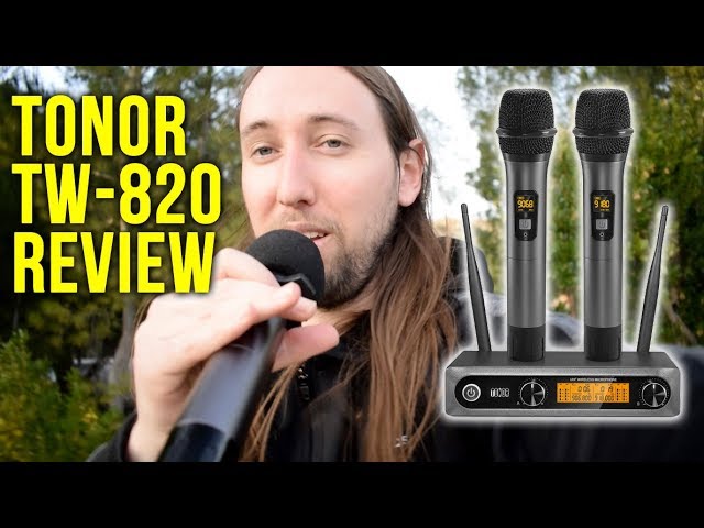 TONOR Wireless Microphone, UHF Dual Cordless Metal Dynamic Mic System with  Receiver (TW-630) 