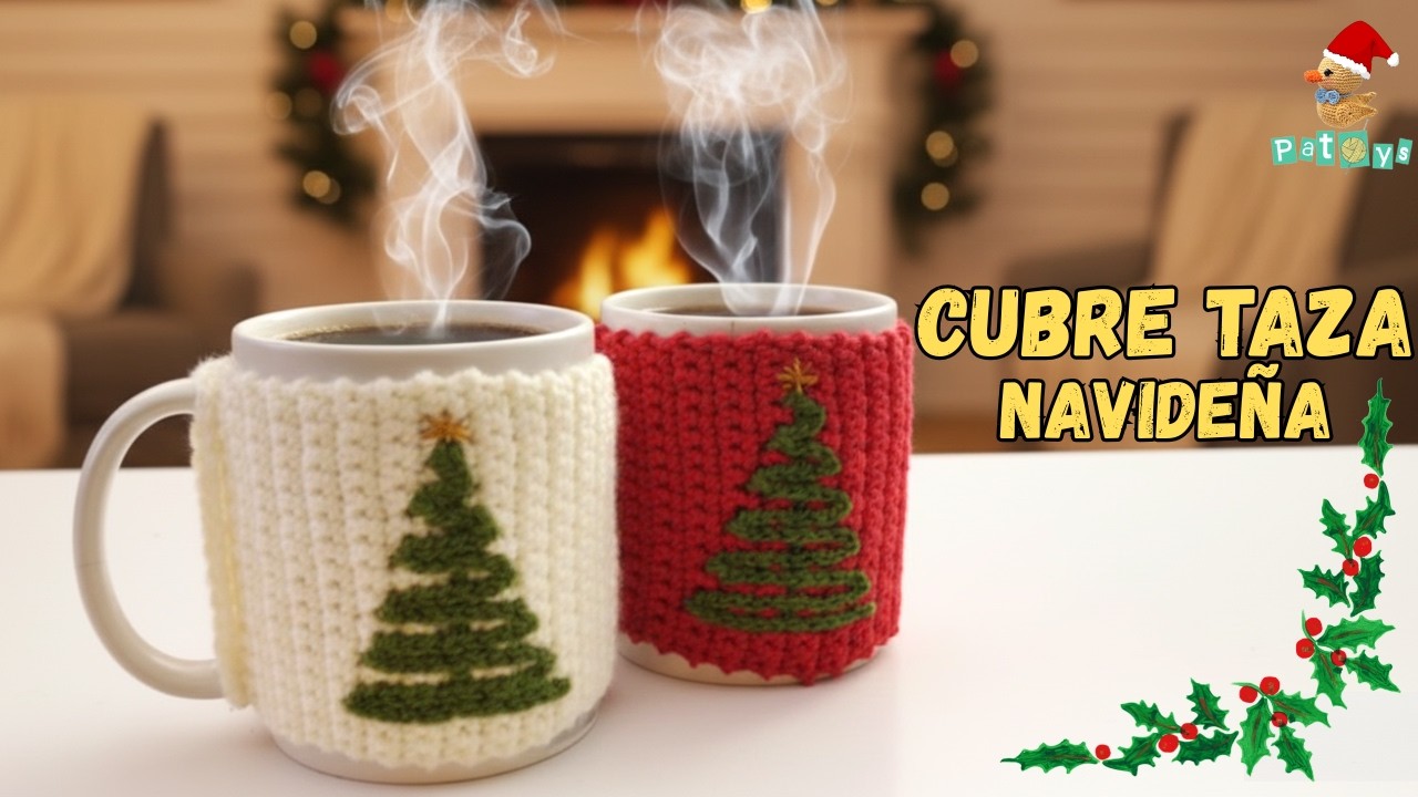 ☕Cubre tazas navideños a crochet 🎄Idea fácil y hermosa para regalar.