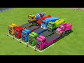 TRANSPORTING ALL COLORFUL SCANIA ANIMAL TRANSPORT, DAF MIXER TRUCK TO GARAGE WITH TRAILER TRUCK