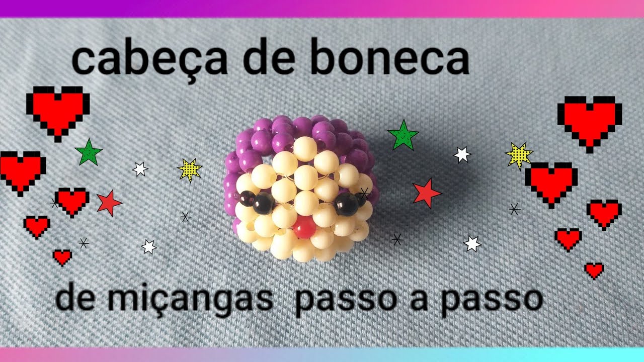 cabeça de boneca de miçangas passo a passo