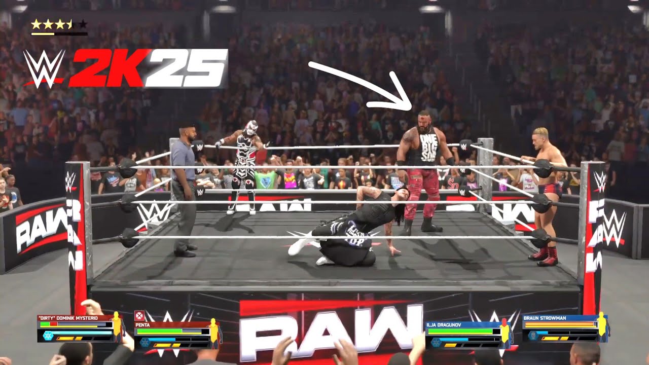 WWE 2K25 | Penta & Dominik Mysterio vs. Bron Strowman FUNNY MOMENT IN WRESTLING