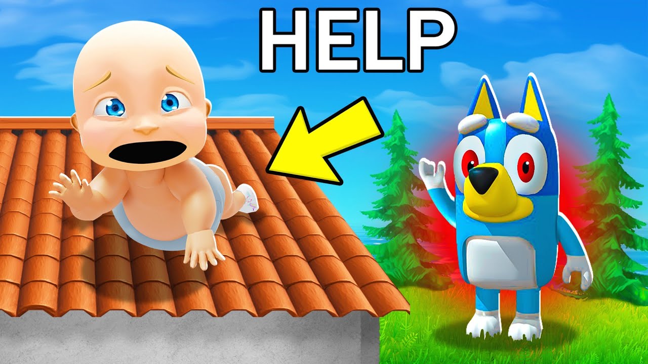 Baby Escapes BLUEY on Roof! - YouTube