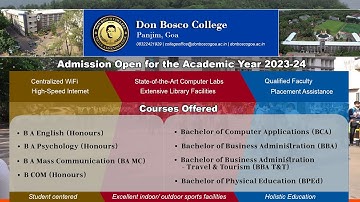 ADMISSIONS OPEN 2023-24 | DON BOSCO COLLEGE PANJIM