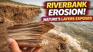 Severe Riverbank Erosion and Exposed Sedimentary Layers Showing Cross-Bedding and Stratification