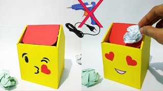 How To Make Cute Trash bin From cardboard | Kawaii trash bin from cardboard | Best out of waste