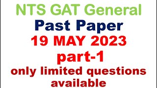 NTS GAT General Past Paper held on 19 MAY 2023| Part-1 screenshot 1