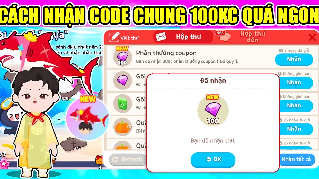 CÁCH NHẬN CODE CHUNG 100 KIM CƯƠNG MIỄN PHÍ, MŨ CÁ MẬP ĐỎ NGỰA SLAY | Play Together