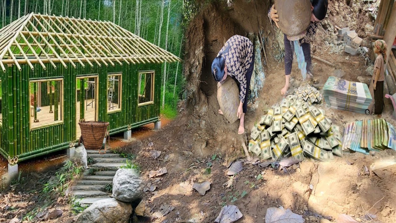 Completing the bamboo house, they discovered a large sum of money buried for many years.