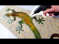 Cracked texture lizard art acrylic pour  resin  mixed media  ab creative tutorial