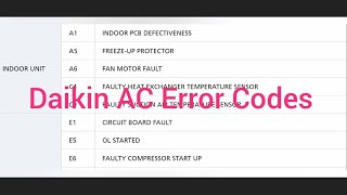 Daikin Inverter AC Error Codes List 2023 latest  #daikin #airconditioner
