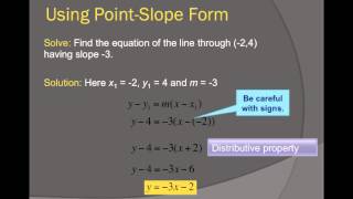 Lecture Point-Slope Form