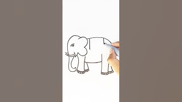 How To Draw An Elephant 🐘 Using Number 34 #elephant #shorts #reels #trending #ytshorts #drawing