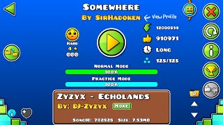 Somewhere 100% [Hard] All Coins! By SirHadoken - Geometry Dash (2.11)