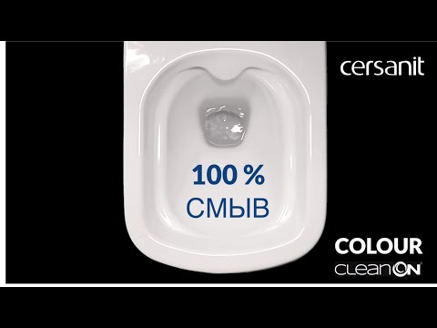 Унитаз подвесной COLOUR CLEAN ON - 100 смыв, омывание и тест на выплеск