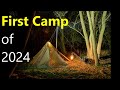 First hot tent camp of 2024 winter hot tent uk wiltshire man