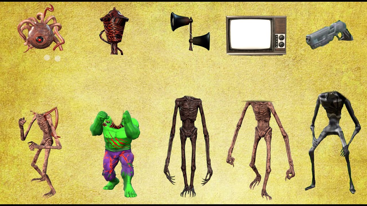 WRONG HEADS SIREN HEAD, SIREN HEAD TV, SIREN HEAD EYE, SIREN HEAD GUN, ERROR HEAD, MONSTER HEAD