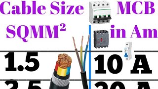 Size of Cable Size | Load in Ampere and Circuit Breaker Size | Cable Size Circuit Breaker Amp Size
