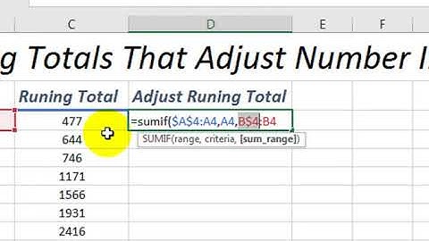 #327   Running Totals That Adjust Number In First Column Excel Hindi